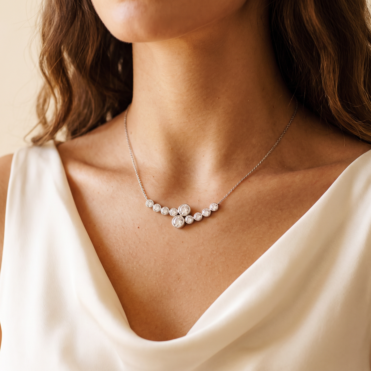 Marea Necklace worn on the neck