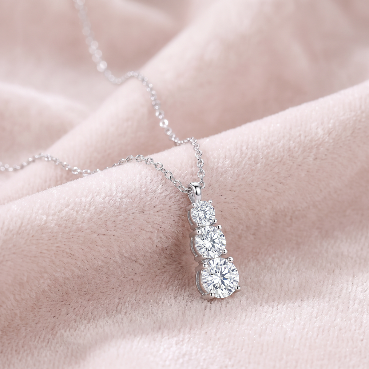 Trio Necklace on blush velvet
