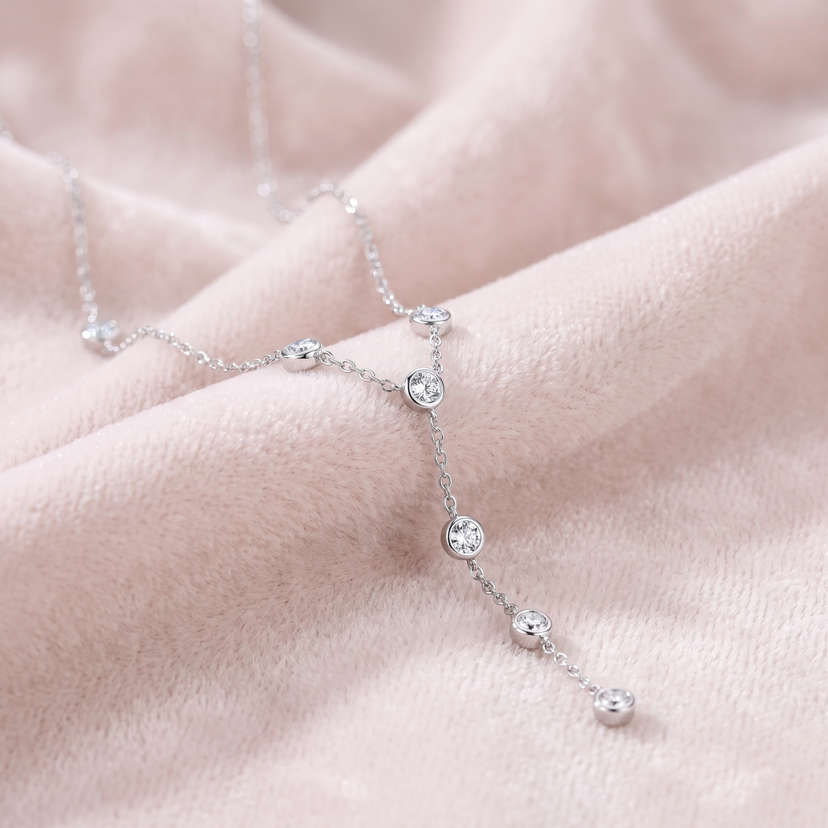 Cascata Necklace on blush velvet