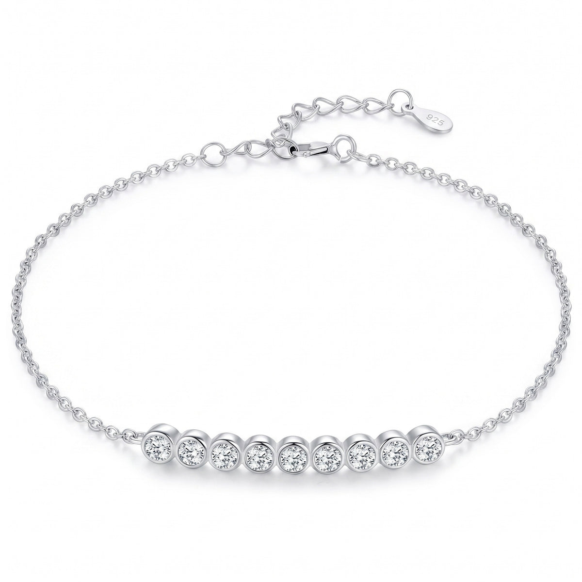 Nove Bracelet - nine bezel-set moissanite bar bracelet