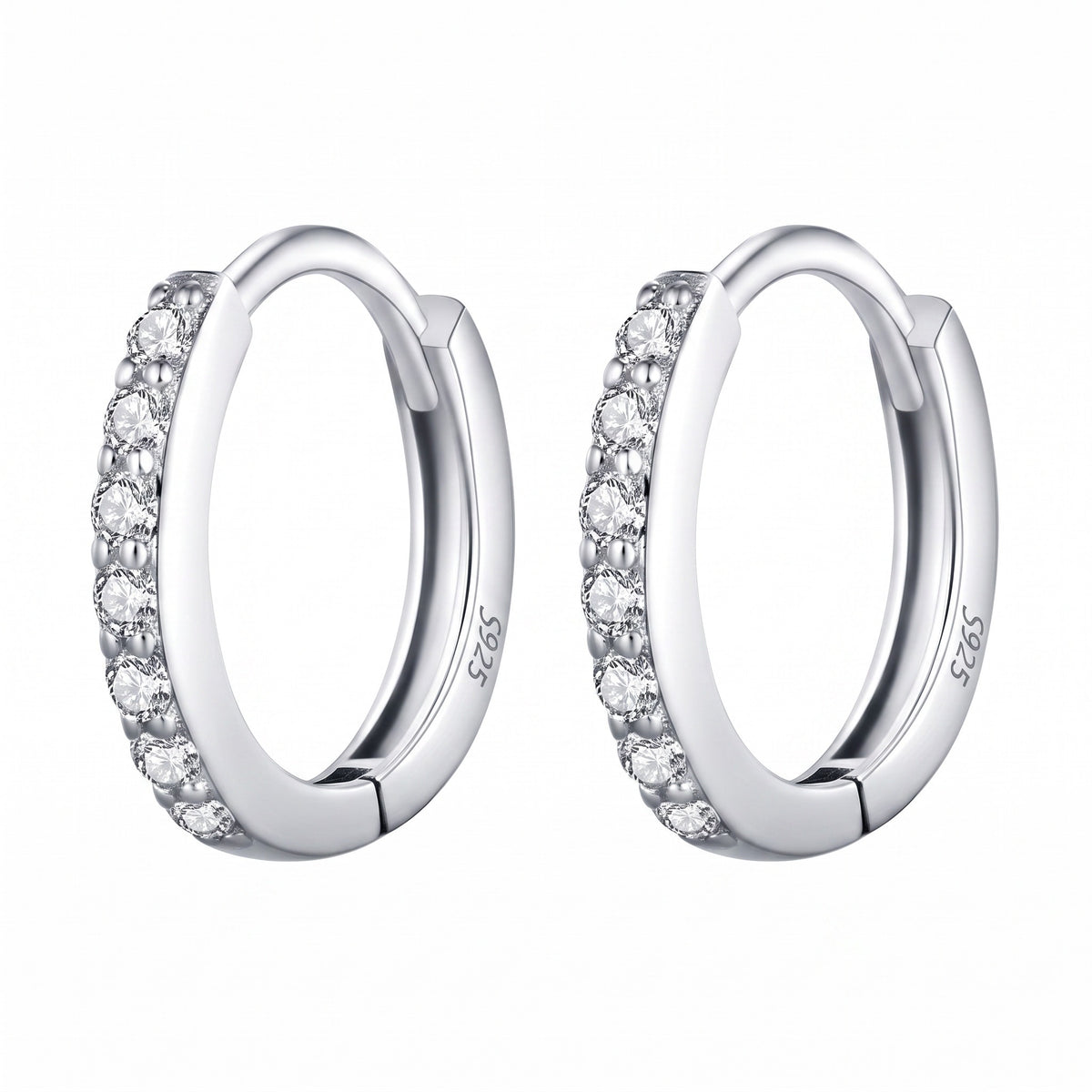 Serena Hoop Earrings - fine pave moissanite huggie hoops