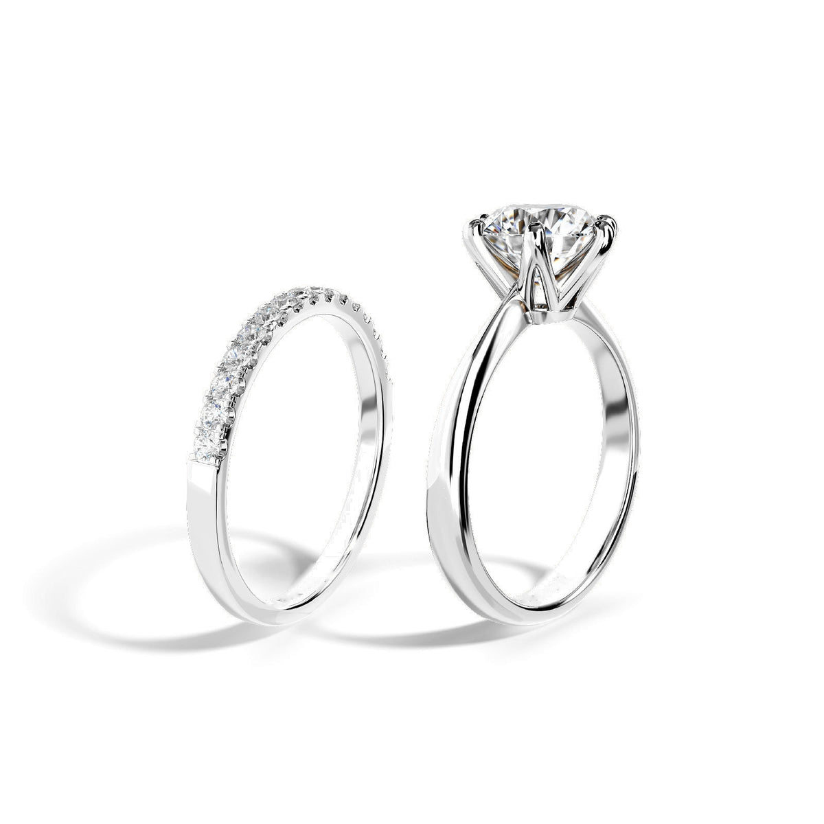 Infinita Half Band and Prima Ring set in sterling silver