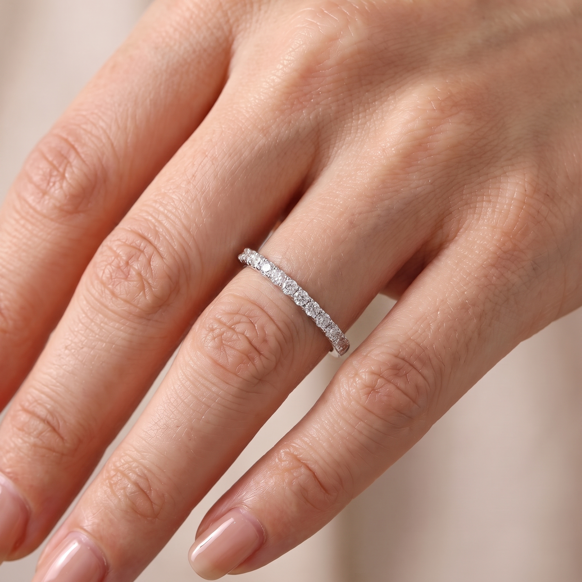 Infinita Half Band Ring worn on hand
