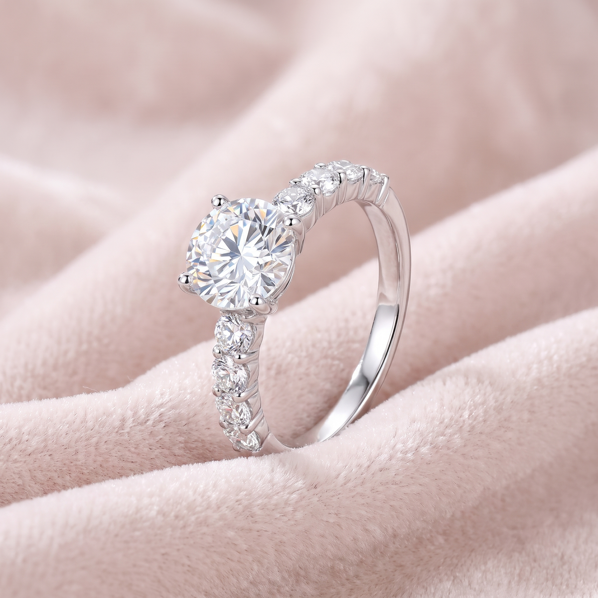 Aurora Ring on blush velvet