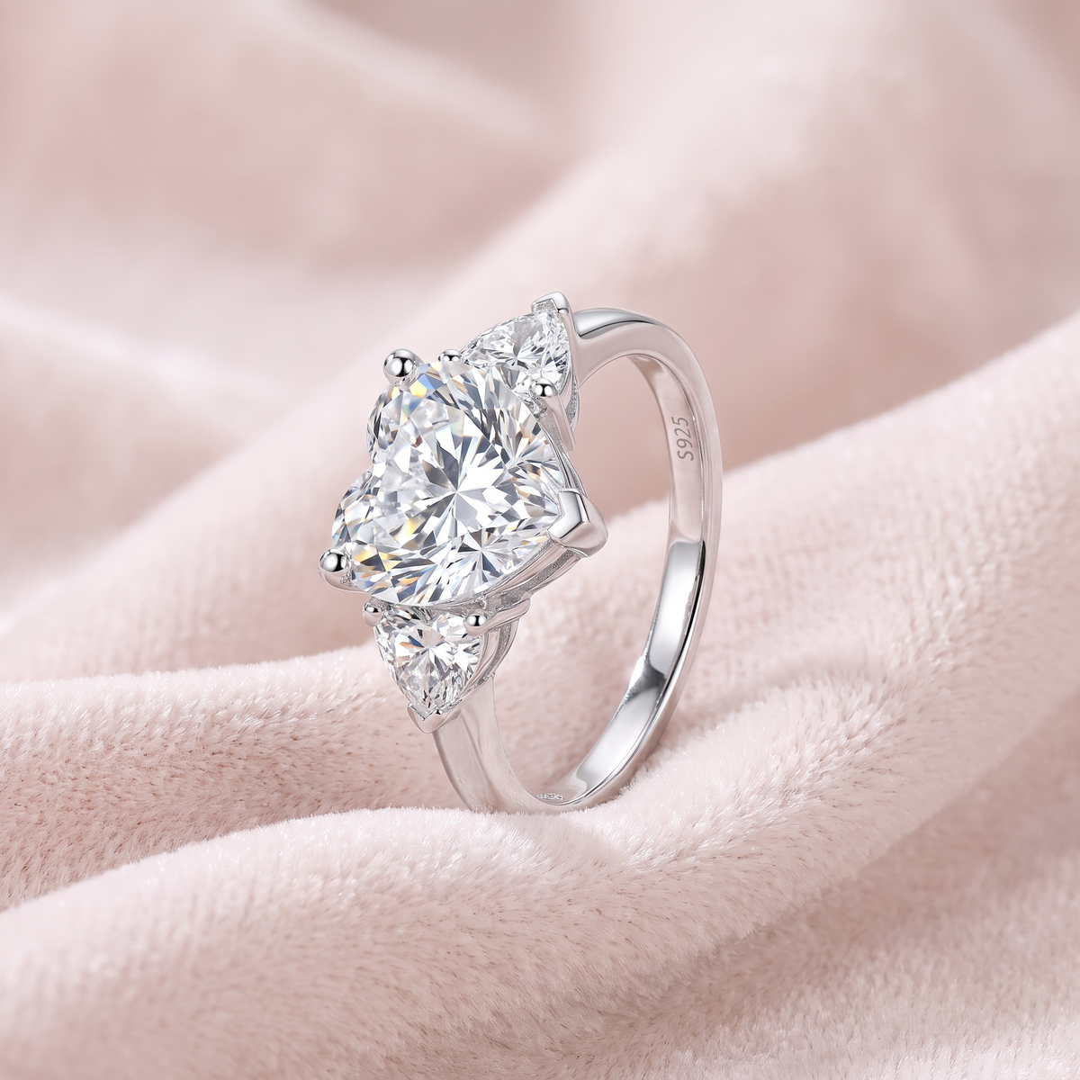 Amore Ring on blush velvet