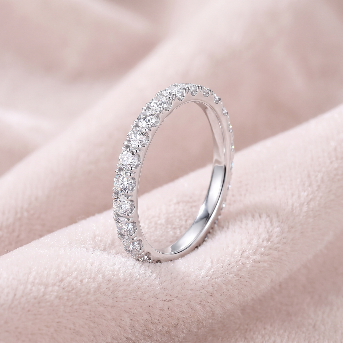 Infinita Full Band Ring on blush velvet