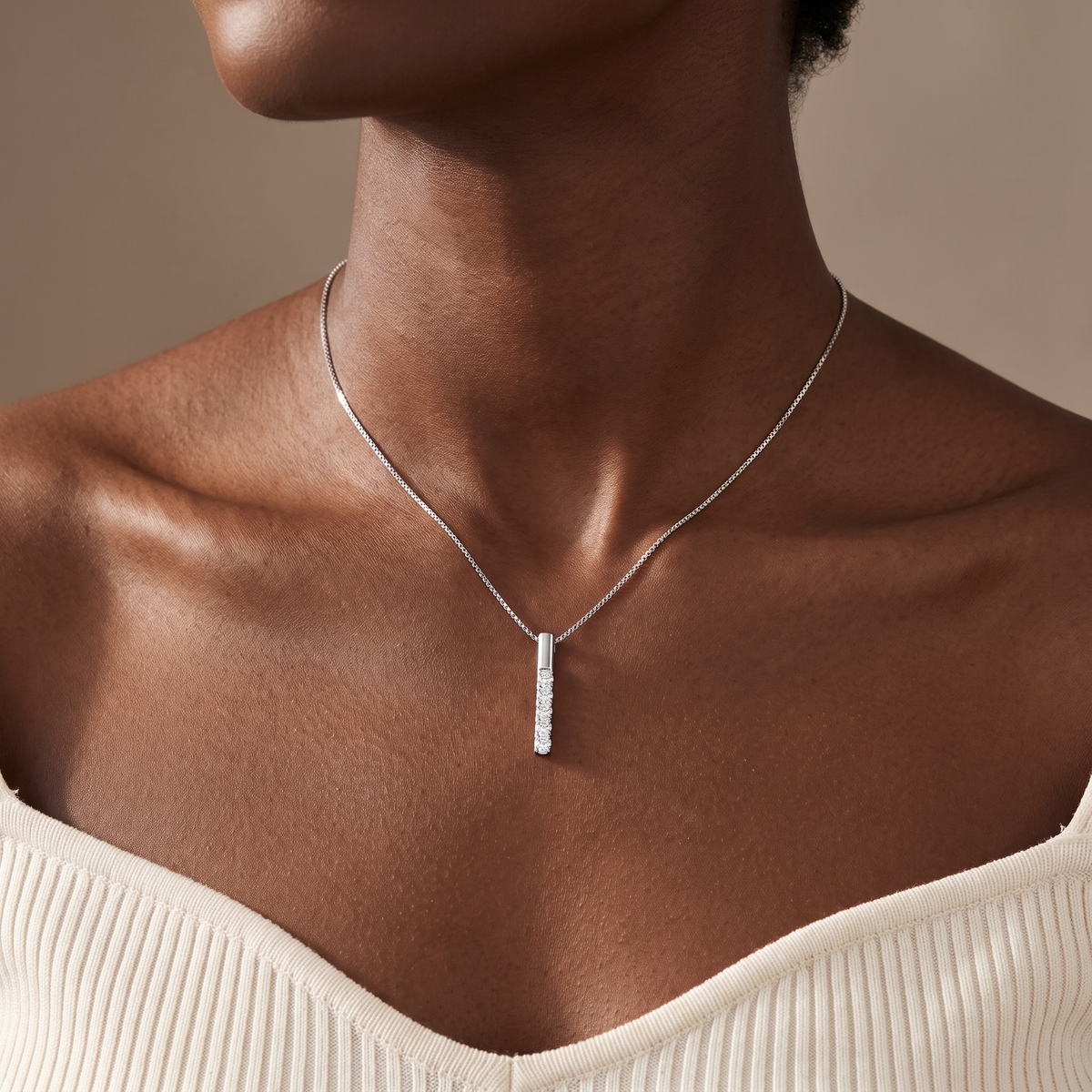 Linea Necklace worn on the neck