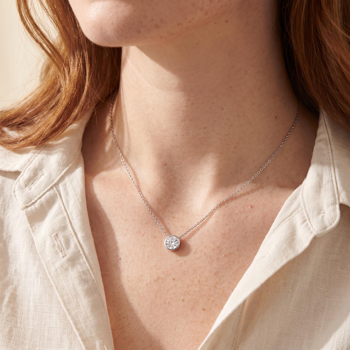 Aura Necklace worn on the neck