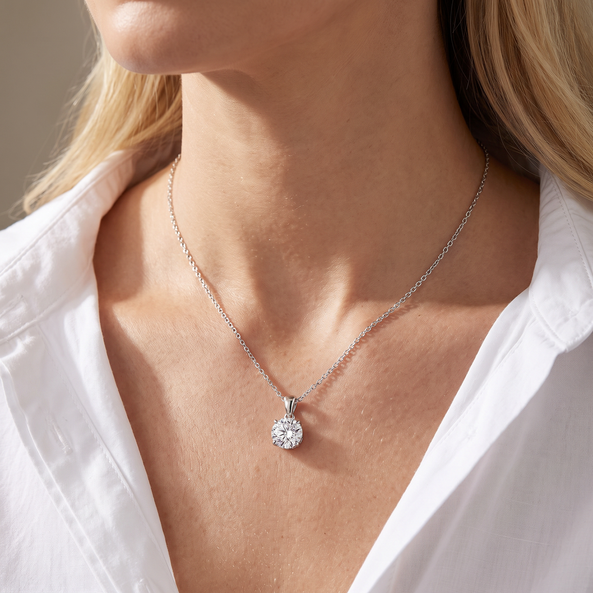 Prima Necklace worn on the neck