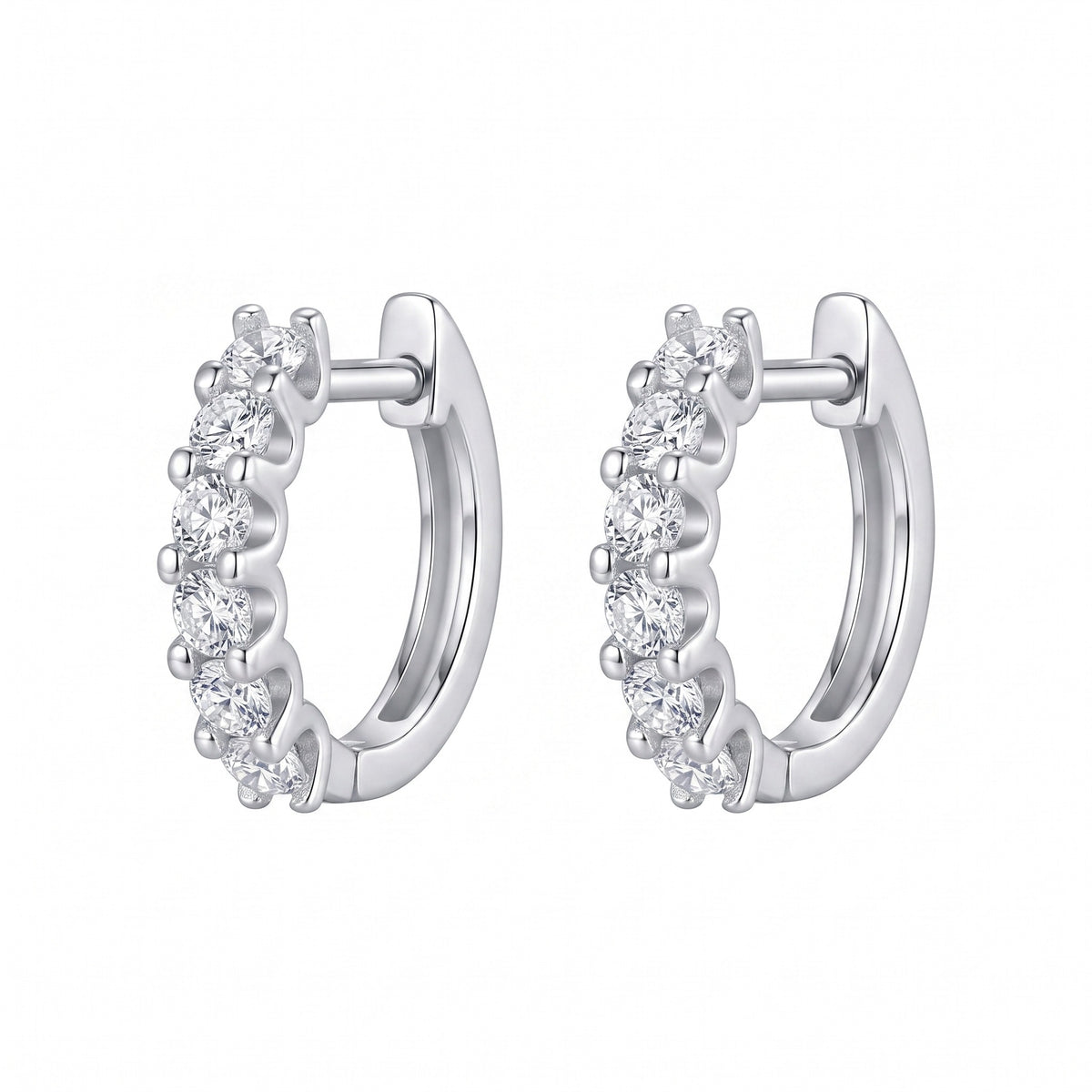 Chiara Hoop Earrings - six stone moissanite huggie hoops