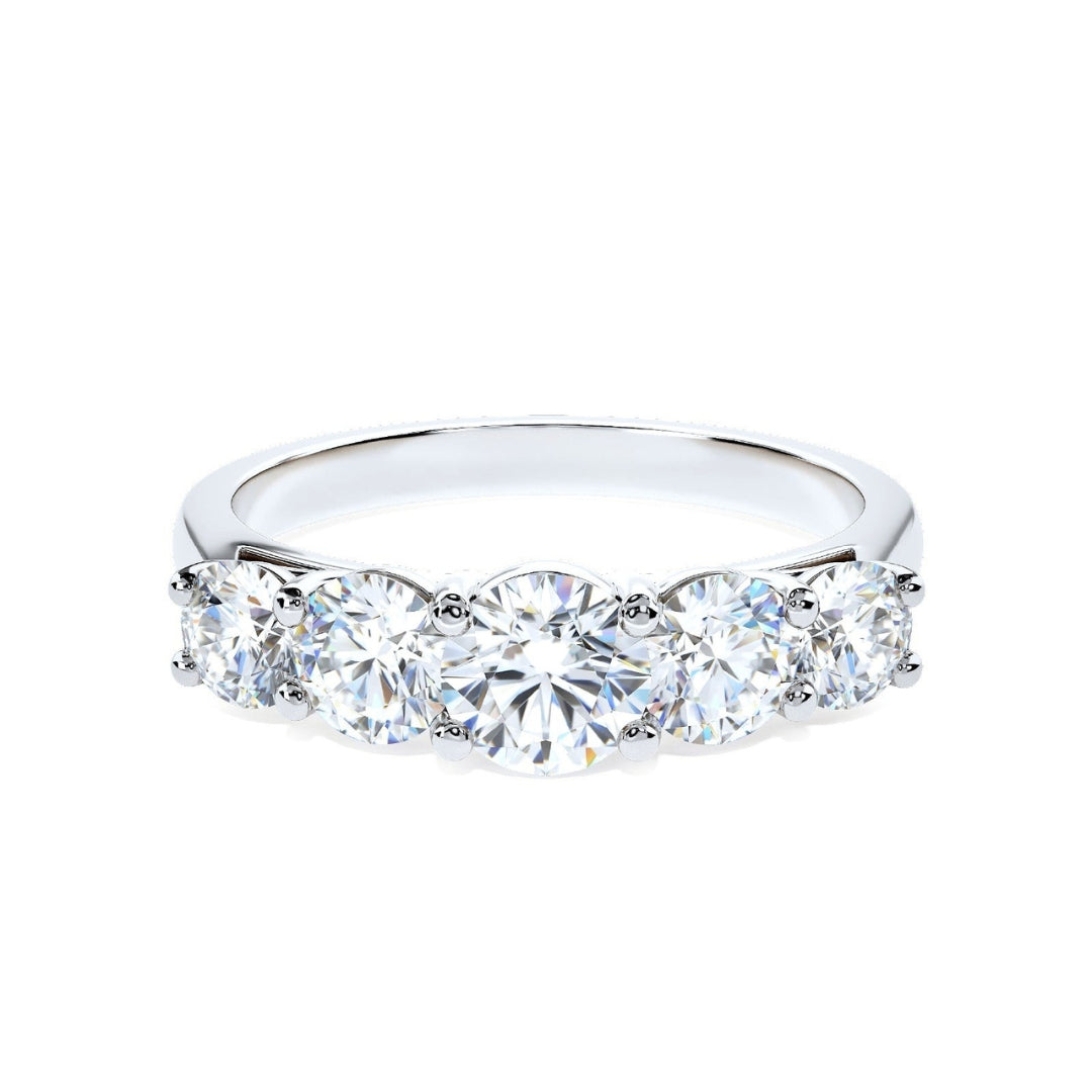 Cinque Ring - moissanite five stone ring in sterling silver