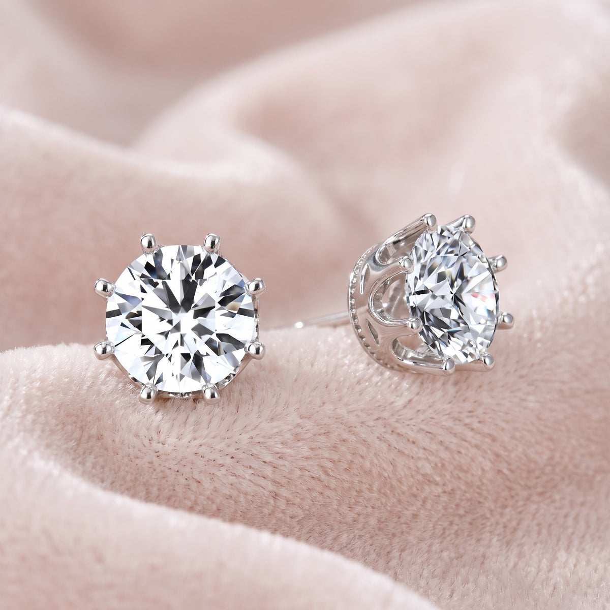 Corona Stud Earrings on blush velvet