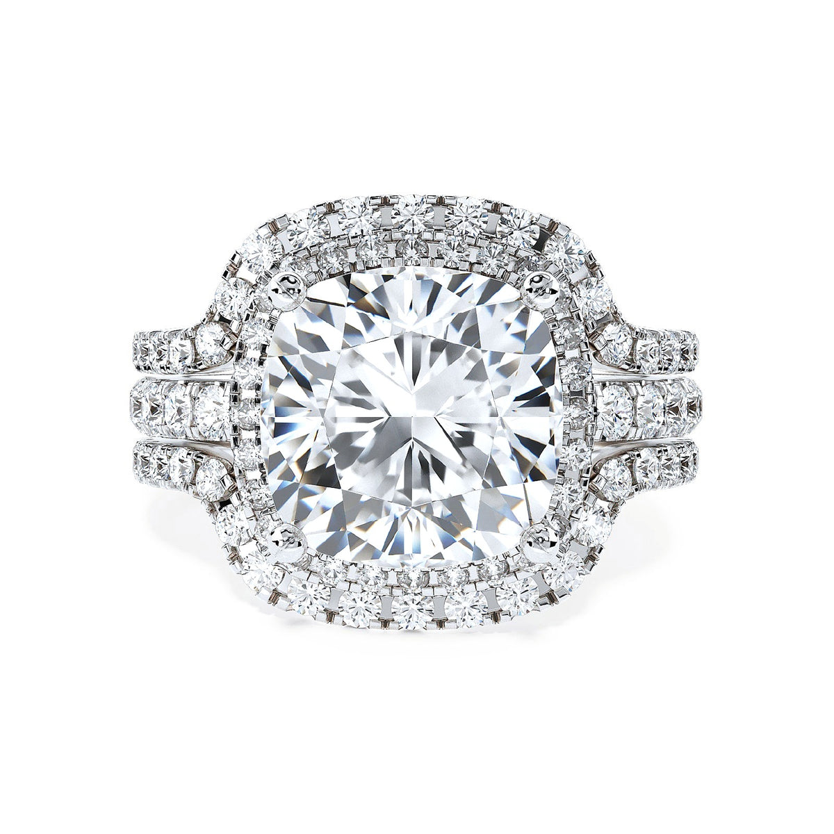 Cuscino Angelo Ring - cushion cut halo moissanite ring