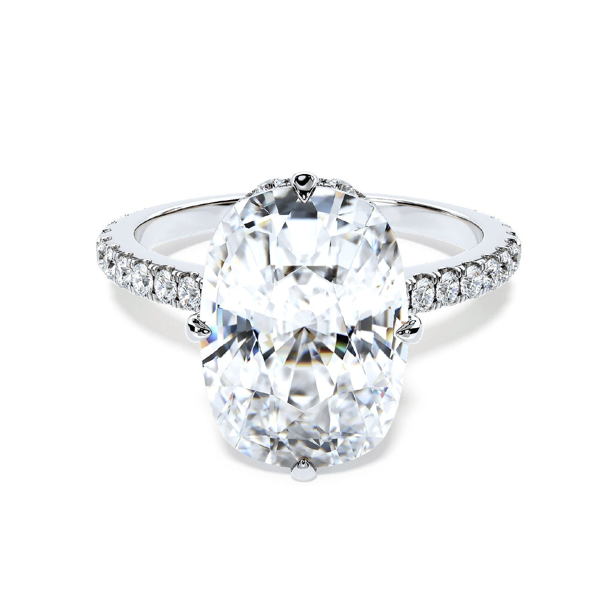 Destino Angelo Eternita Ring - oval moissanite with pave band