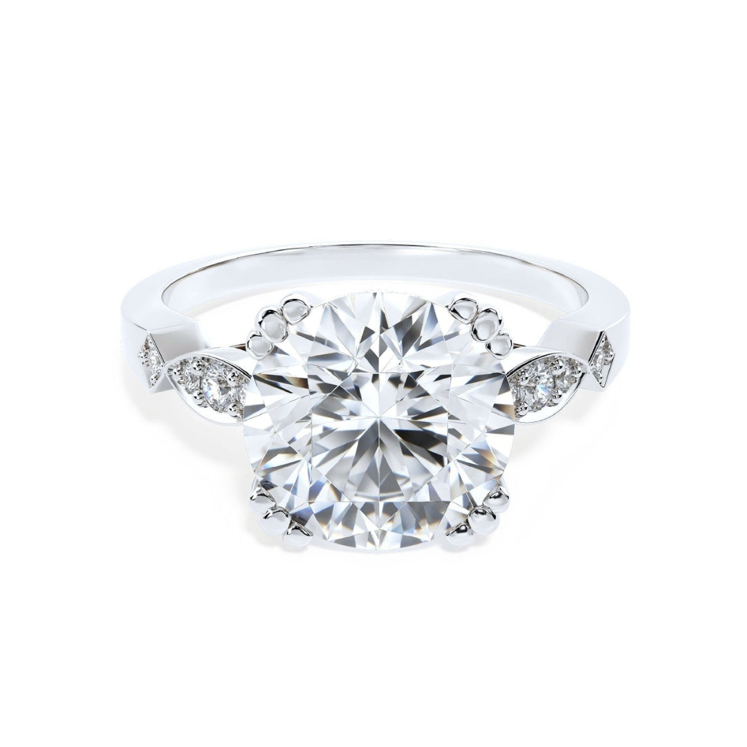 Eterna Farfalla Ring - round moissanite with marquise shoulders