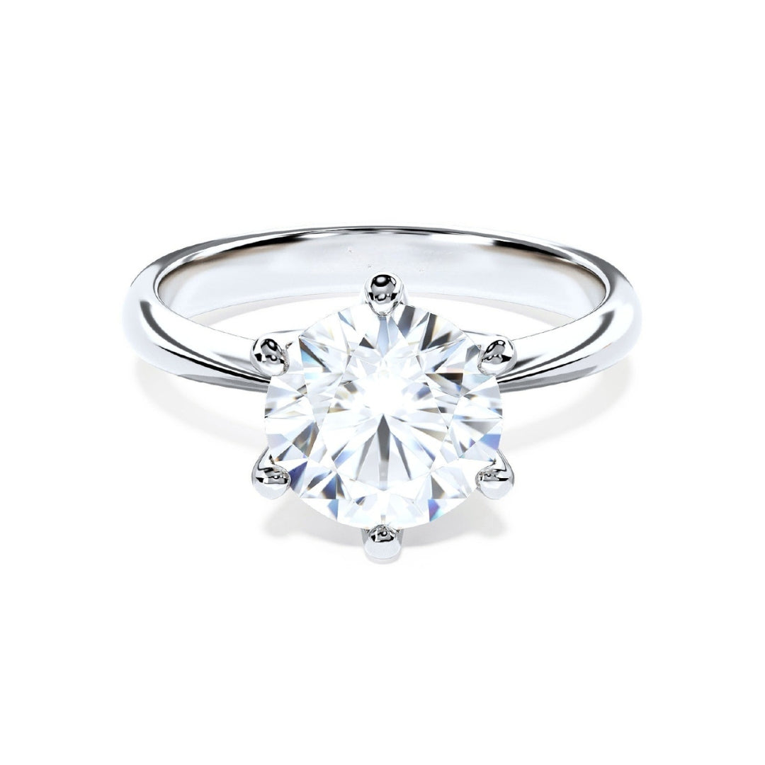 Eterna Ring - round cut moissanite solitaire in sterling silver