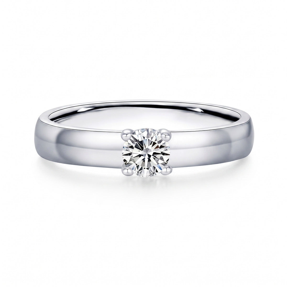 Fascia Ring - wide band with round moissanite