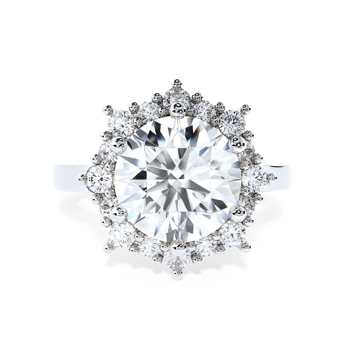 Fiocco Di Neve Ring - snowflake halo moissanite ring