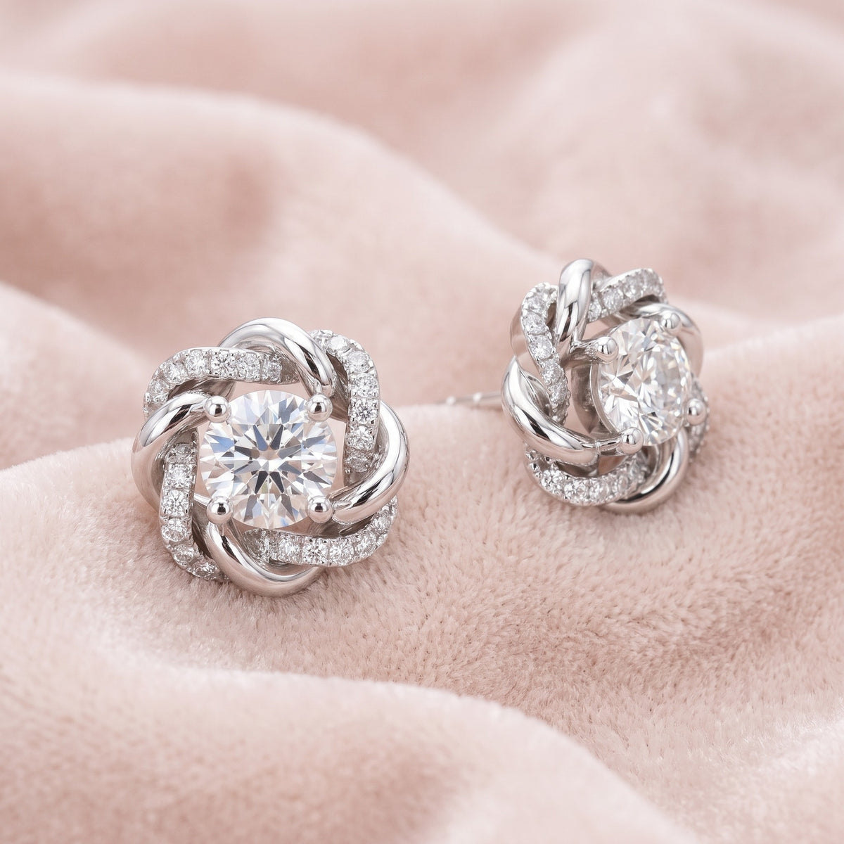 Fiore Stud Earrings on blush velvet