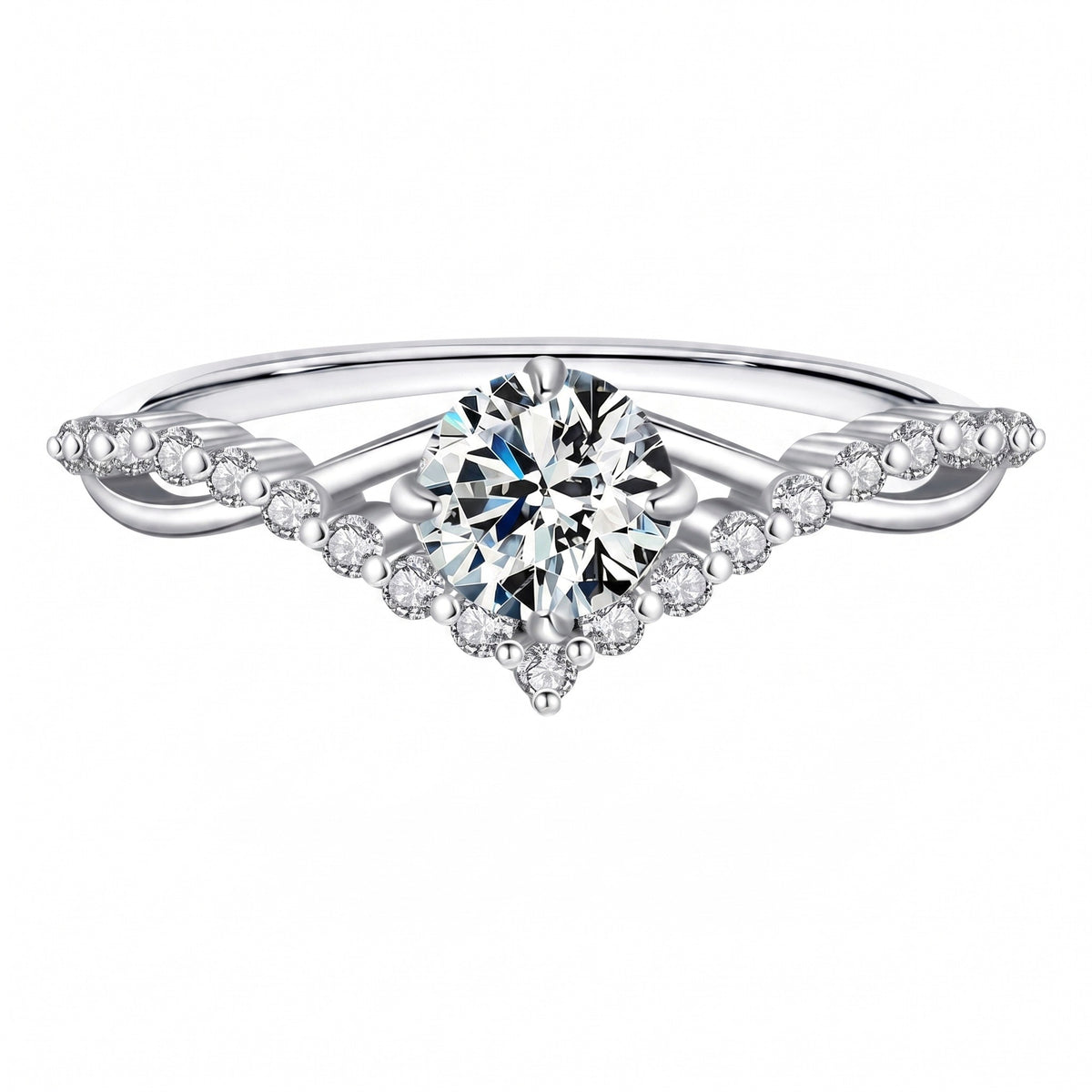 Intreccio Ring - twisted pave solitaire