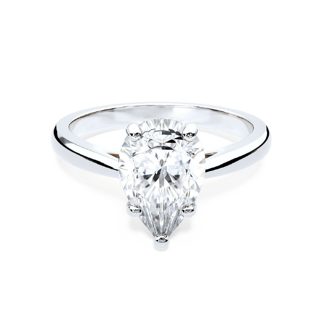 Lacrima Ring - pear cut moissanite solitaire