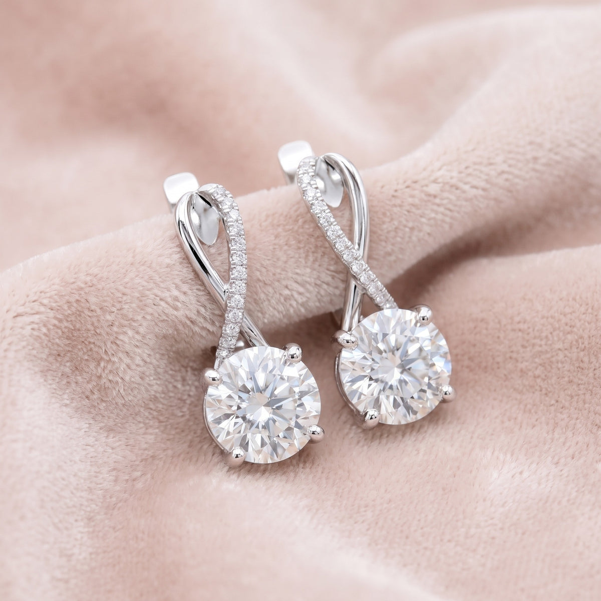 Luna Drop Earrings on blush velvet