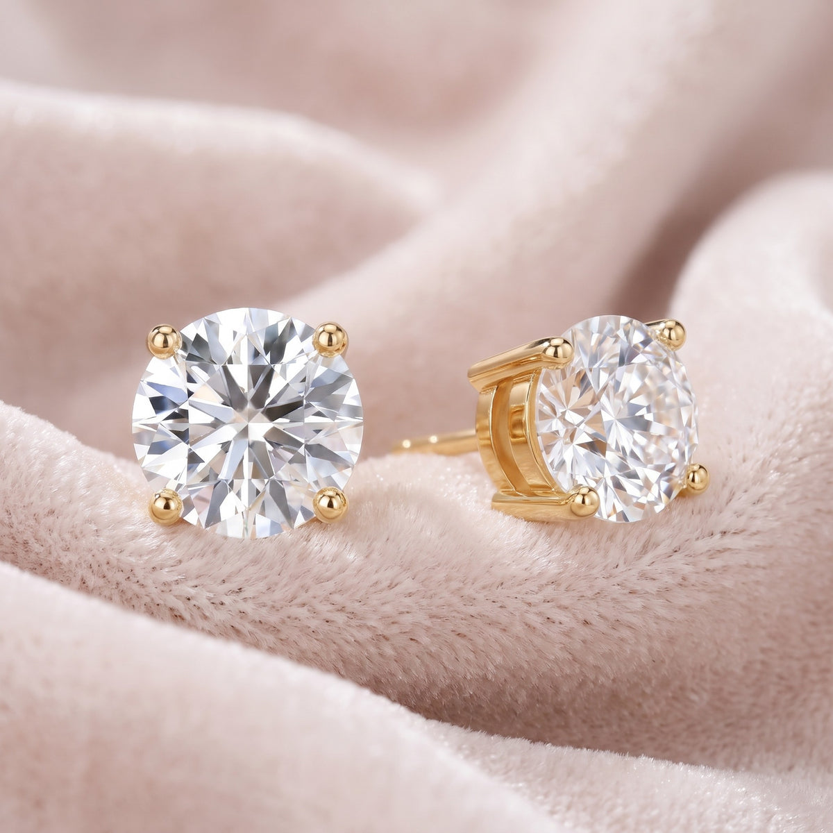 Prima Stud Earrings in gold on blush velvet
