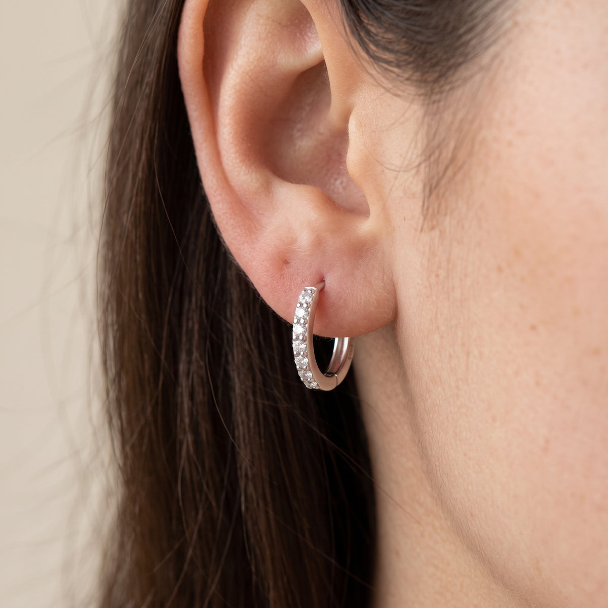 Serena Hoop Earrings worn on ear