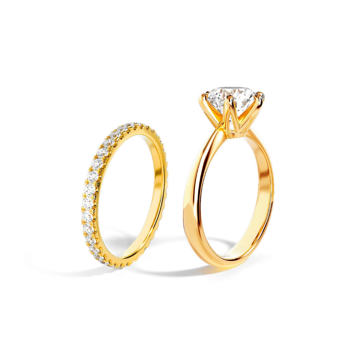 Infinita Full Band and Prima Ring set in 18k gold