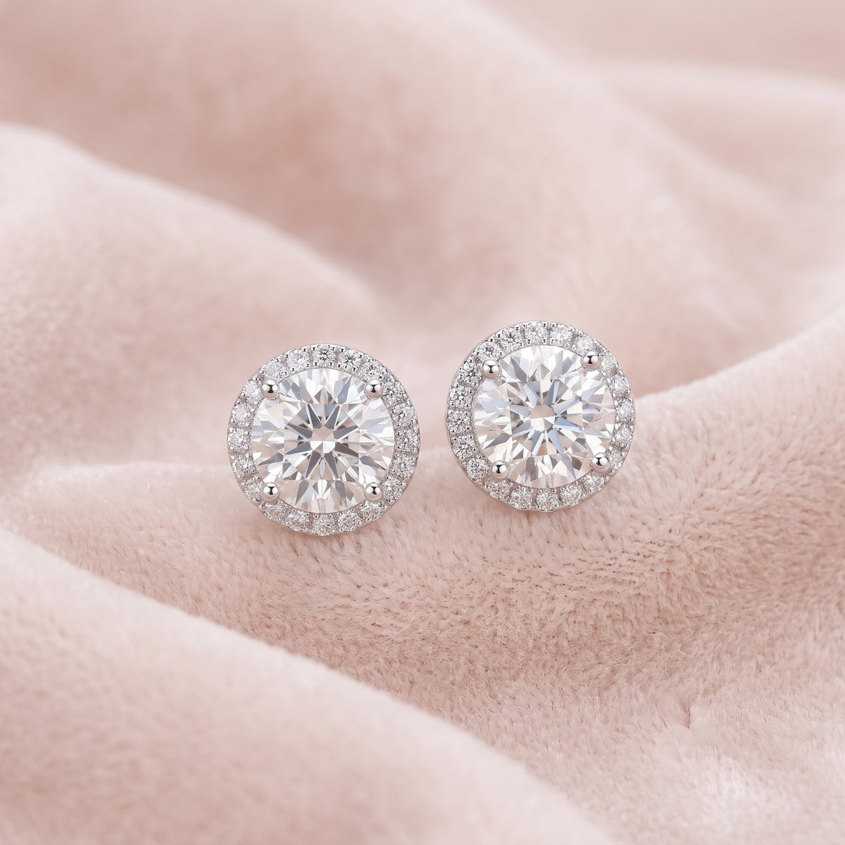 Sole Halo Stud Earrings on blush velvet