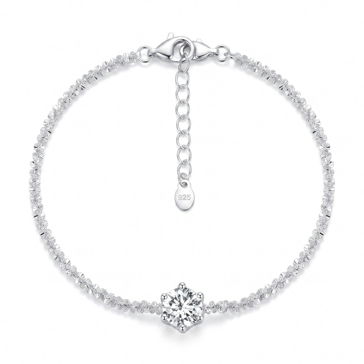 Stellina Bracelet - sparkle-cut chain with round moissanite