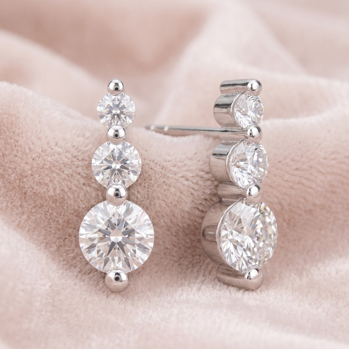 Trio Stud Earrings on blush velvet